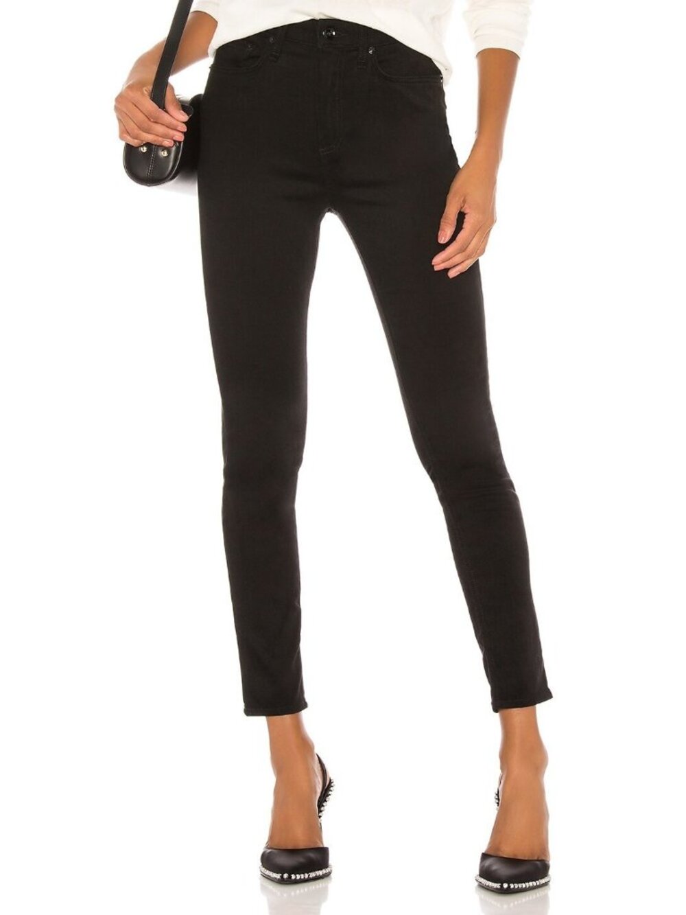 NWT Rag & Bone Nina High Rise Skinny in No Fade Black Stretch Jeans 26